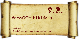 Verzár Miklós névjegykártya